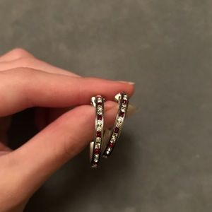 Costume red and white diamond hoops